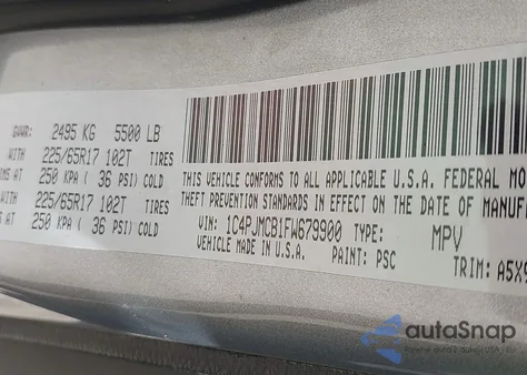 2015 Jeep Cherokee Latitude from USA, damaged, VIN 1C4PJMCB1FW679900